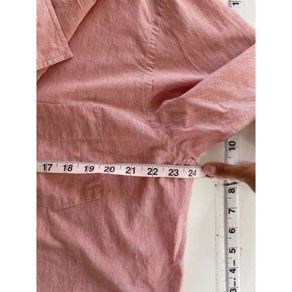 Billy Reid Button Up Linen Blend Pink Striped Long Sleeve Shirt Top Size XXL - Picture 6 of 7